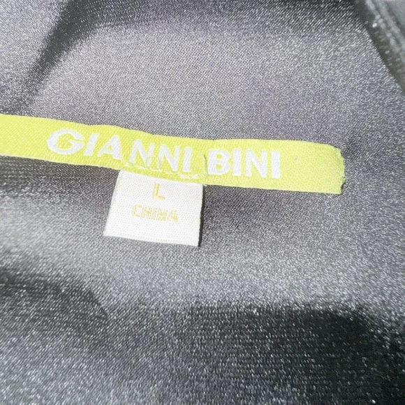 NWT Gianni Bini Black Ivory Striped Dress Bell Sleeve Lined Shift Women's L - Picture 8 of 13